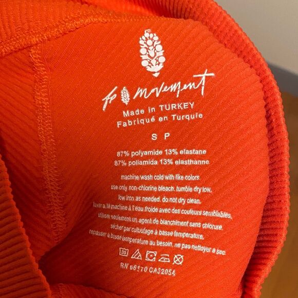 Red orange Free People Movement Free Throw Leggings S Workout Gym Yoga Lounge - Picture 4 of 5